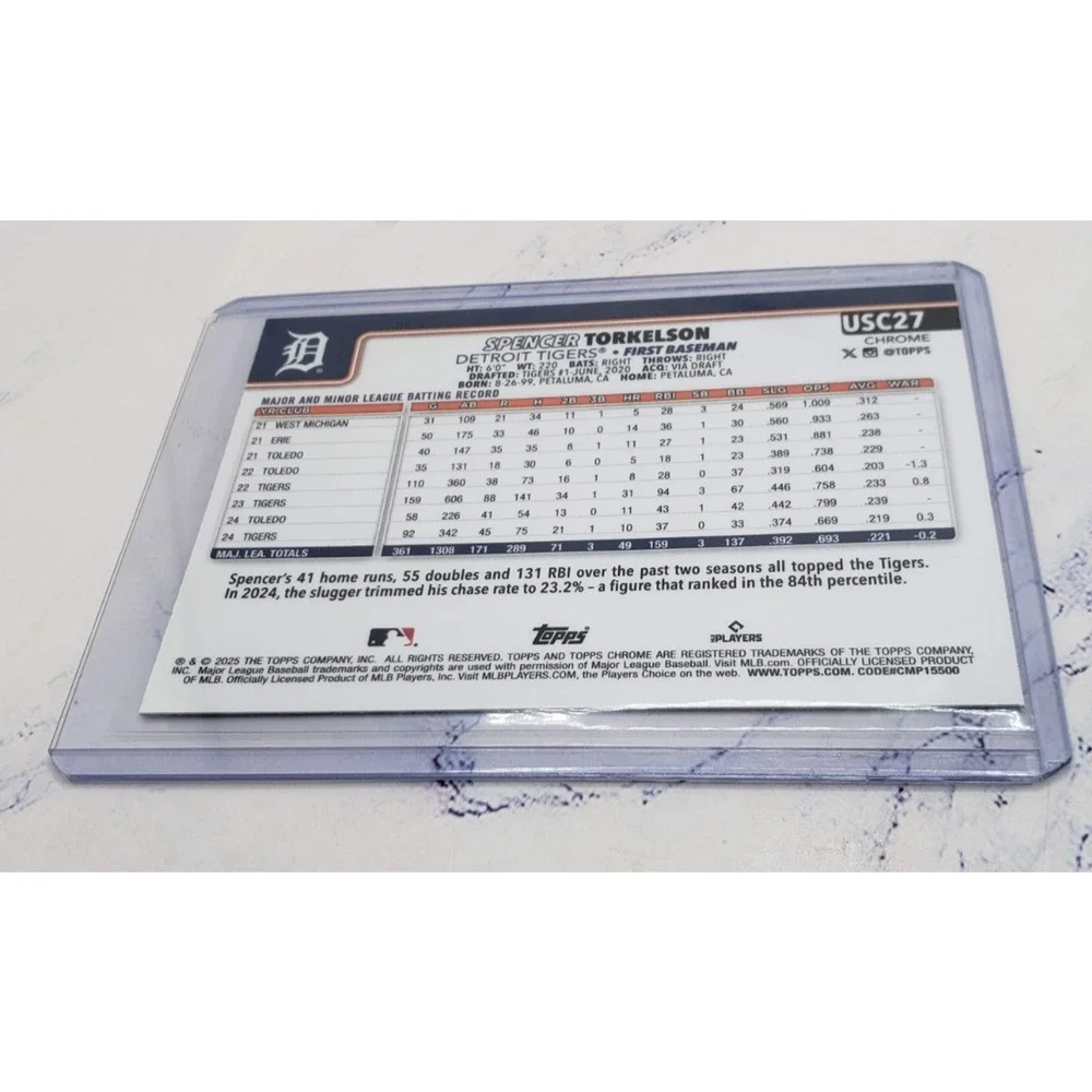 2025 Topps Chrome Update Series Spencer Torkelson Detroit Tigers #USC27 - Picture 4 of 4